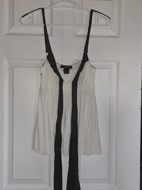 Arden B Cream and Black Tie-Front Spaghetti Strap Camisole